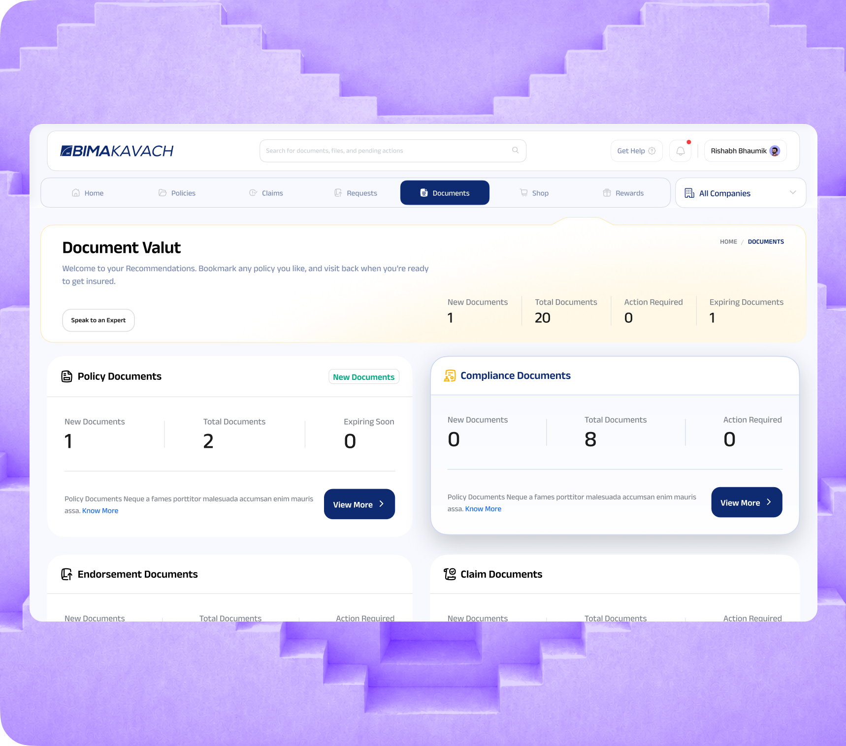 Policy Management dashboard