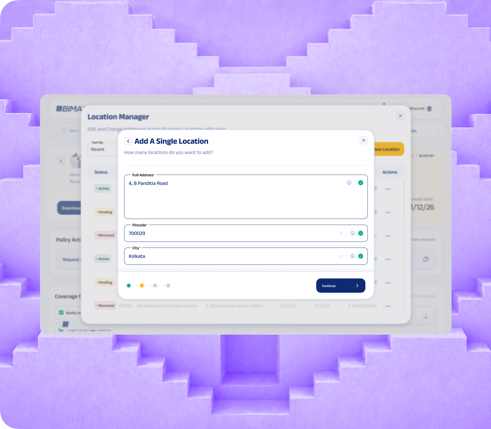 Location Manager dashboard