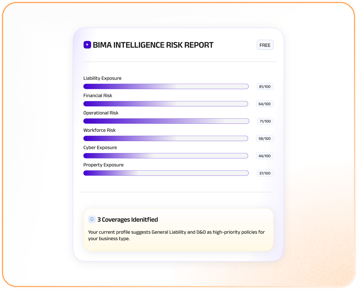 Bima Intelligence Risk Report card